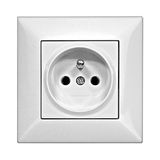 Pin socket outlet, complete, screw clamps, white