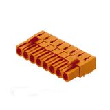 PCB plug-in connector, female header, closed side, THT solder connection, 5.08 mm, Number of poles: 9, 90°, Solder pin length (l): 3.2 mm, tinned, orange, Box