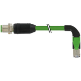 M12 male 0° D-cod. / RJ45 90° right shielded PUR 1x4xAWG22 gn 2.2m