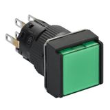 square green illuminated pushbutton 16mm-flush push to release 24V DC polarised 2CO