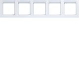 Cover frame 5-way horizontal, text field, A.1, light white glossy