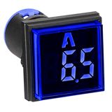 Ammeter, 22.5 mm, 0–100 A perm. current, blue, square