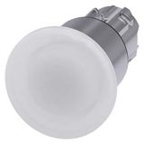 Mushroom pushbutton, illuminated, 22 mm, round, metal, high gloss, white, 40 mm