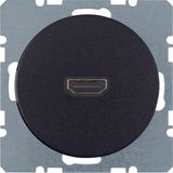 High definition soc. out. 90° plug connection, R.1/R.3, black glossy