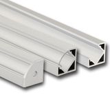 Corner aluminum profile RT, 19x19 mm, clear diffuser, complete, 1 m