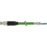 M8 male 0° A-cod. with cable shielded PUR 1x4xAWG26 gn 8.5m