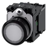 Pushbutton, illuminated, 22 mm, round, plastic, clear, 1 NO, 110 V AC