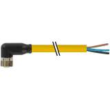 M8 female 90° A-cod. with cable PUR 3x0.34 ye +robot+drag ch. 10m