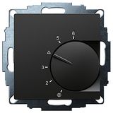 UP room controller, matt black 55x55, 5-30C, AC 230V, 1NC, 10 A