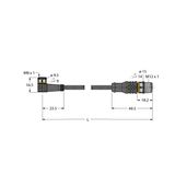 Actuator and Sensor Cable, PVC Extension Cable   PKW4M-1-RSC4.4T/TEL