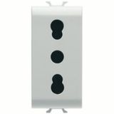 ITALIAN STANDARD SOCKET-OUTLET 250V ac - 2P+E 16A DUAL AMPERAGE - P11-P17 - 1 MODULE - SATIN WHITE - CHORUSMART
