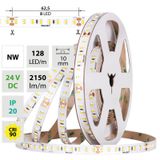LED strip SMD2835 NW, 128LED/m, 11,5W/m, DC 24V, 2150lm/m, CRI90, IP20, 10mm, 5m