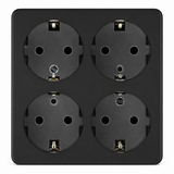 4-Way Power Socket 16A, 250V~Max:3680W, IP20 Without Cable, Black