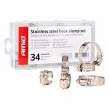Stainless steel screw clamps set 34pcs AMIO-04125