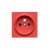 Cover for single socket outlet with earthing, red