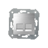Double Keystone flat IT/telephone socket cover, aluminum