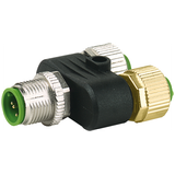 T-Coupler M12 male / 2x M12 female A-cod. shielded 5-pol. / 2x 4-pol.