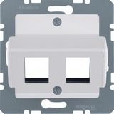 Central plate 2gang for AMP jacks, com-tech, p. white matt/velvety