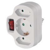 Multiple Socket SCHUKO 2× rectangular + 1× round + switch