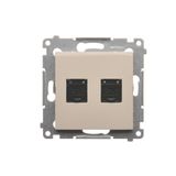 Double computer socket RJ45 cat. 6 with anti-dust cover, (module), cream white/electro white