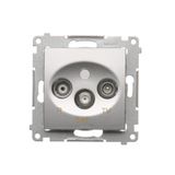 R-TV-SAT pass through aerial socket, atten.: 10dB, Silver matt, metalic