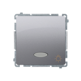Light push button with indicator light, LED not replaceable Color: blue, (module), 10AX, quick connection, Inox, metallized