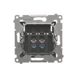 Double socket outlet with eaerthing and shutters - for Nature frames, (module), 16A, 250V, Screw, anthracite, metalic