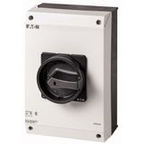 P3-63/I4/SVB-SW-NA Main switch, P3, 63 A, surface mounting, 3 pole, STOP function, With black rotary handle and locking ring, UL/CSA
