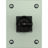 Main switch, P1, 40 A, surface mounting, 3 pole, STOP function, With black rotary handle and locking ring, Lockable in the 0 (Off) position, in steel