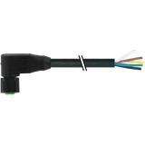 M12 female 90° A-cod. with cable Lite PUR 8x0.34 bk +drag ch. 10m