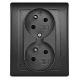 EMOS Built-in socket A6000.2 2xround 250V/16A IP20 anthracite