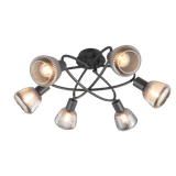 Tarifa ceiling lamp 6-pc E14 matt black/chrome plated