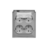 Quadruple socket outlet with SCHUKO earthing - in IP44 version - transparent flap, 16A, quick connection, white