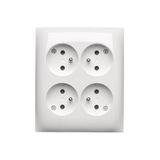Quadruple socket outlet with earthing - IP20 version with shutters, 16A, quick connection, white