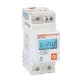 Energy meter, single-phase, non expandable, digital with backlight LCD display, 63A direct connection, 2U, 1 programmable static output, multi-measurements, 110...120VAC