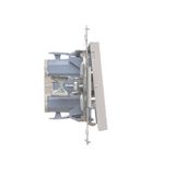 Double switch with LED indicator light, (module), Simon 24, IP20/IP44, 10AX, black matt