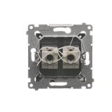 Double socket outlet with Schuko earthing and shutters, flush mounted - Scandinavian version, (Complete product), 16A, 250V, quick connection, Silver matt, metalic