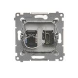 Single-pole switch + two-pole switch - 2 push buttons, 16AX, matt aluminum