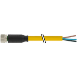 M8 female 0° A-cod. with cable PUR 3x0.25 ye  0,3m
