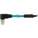 M12 male 90° X-cod. 135° / RJ45 male 0° sh. TPE  SF/UTP CAT6a bu 10m