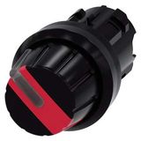 Toggle switch, illuminable, 22 mm, round, plastic, red, rotary knob