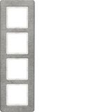 Frame 4gang,stainless Steel brushed, vertical