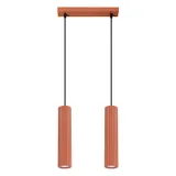 HANGING LAMP WITH TWO HANGINGS, RED LAMPSHADES, CARBON SERIES