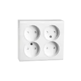 OUTLET SURFACE MOUNTED 4XS WITHOUT EARTH WHITE 6-PACK
