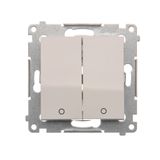 Double 2-pole switch, (module), 16AX, Screw, white