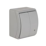 VW-2L Koala Two-Circuit Switch with illumination surface mounted IP44 gray VW 152-53