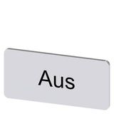 Labeling plate 12.5 x 27 mm, silver-colored label, labeling: Aus