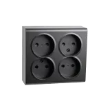 OUTLET SURFACE MOUNTED 4XS WITHOUT EARTH BLACK 6-PACK