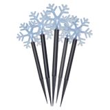 Garden decoration - 5 LED snowflakes 35 cm, 3x AA, cool white, IP44, timer