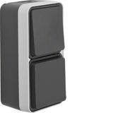 Combination change-ov. sw./SCHUKO sock.outl. w. hing. cov. SM W1 grey